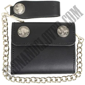 4 Inch Leather Tri-Fold Wallet With Buffalo Nickel Snaps