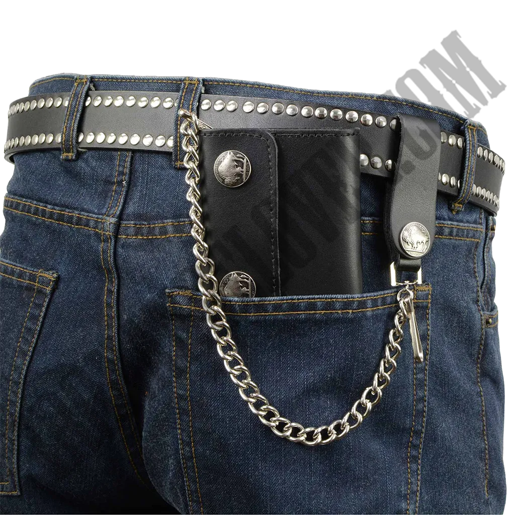 4 Inch Leather Tri-Fold Wallet With Buffalo Nickel Snaps