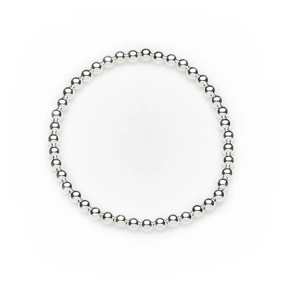 4mm Sterling Silver Bead Bracelet