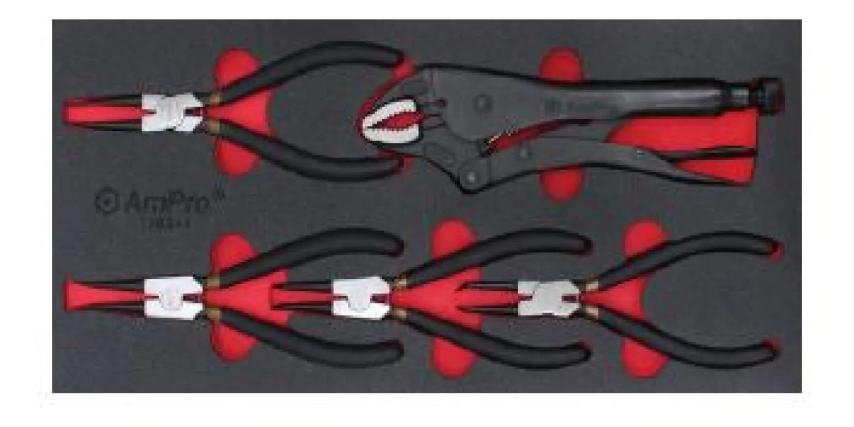 5Pc Snap Ring Pliers & Locking Pliers Set (Foam Tray) AMPRO T28944