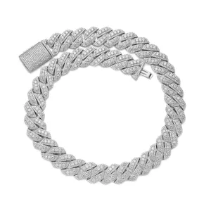 925S & VS MOISSANITE 14MM PRONG CUBAN BRACELET STERLING SILVER