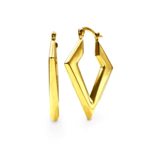 9ct Yellow Gold Silver Infused V Style Hoop Earrings