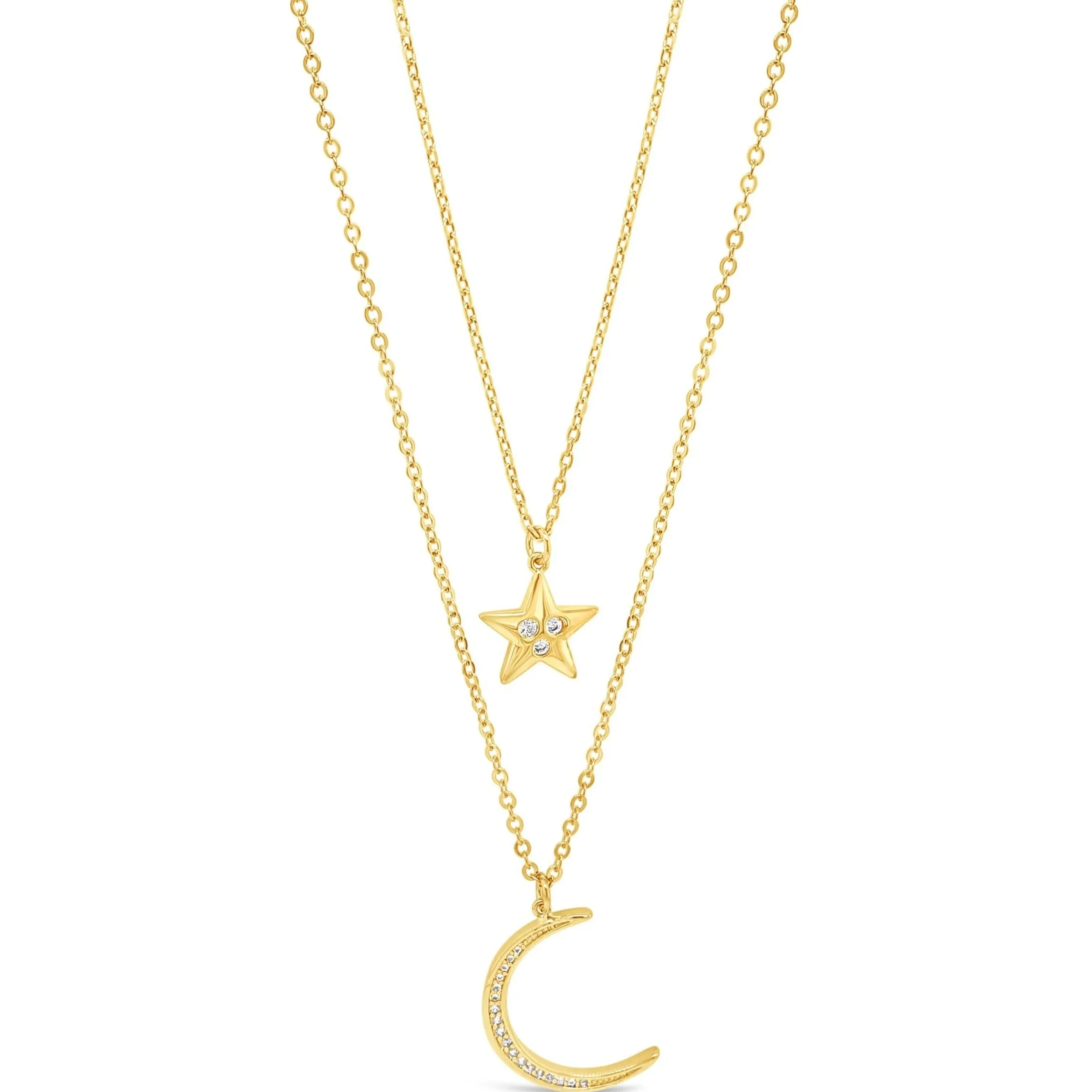Absolute Star & Moon Layered Necklace - Gold