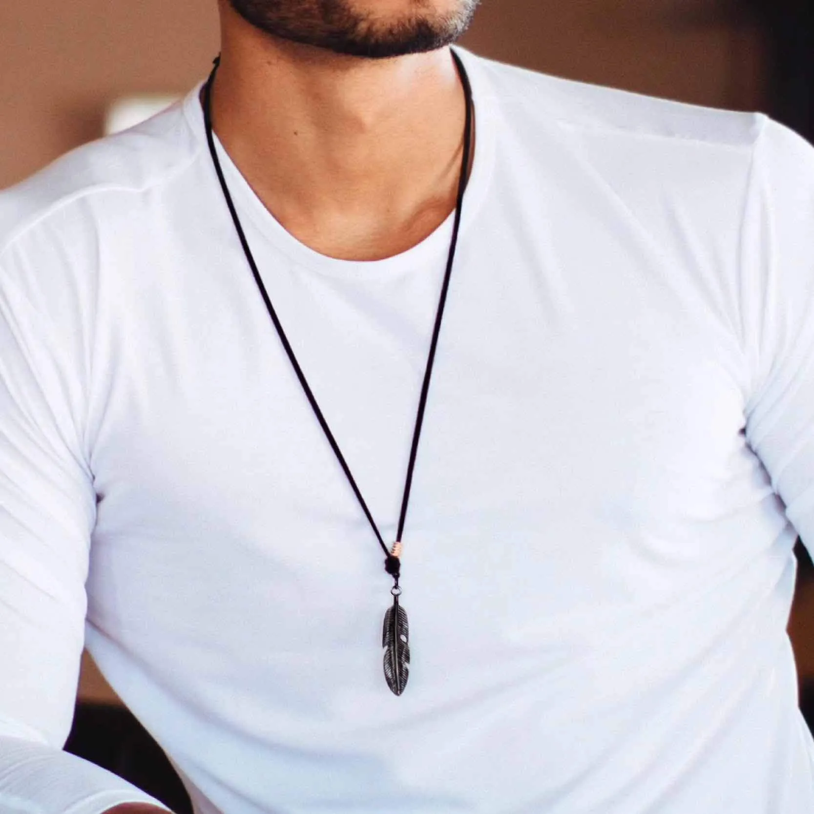 Adjustable Black Feather Necklace - RG&B