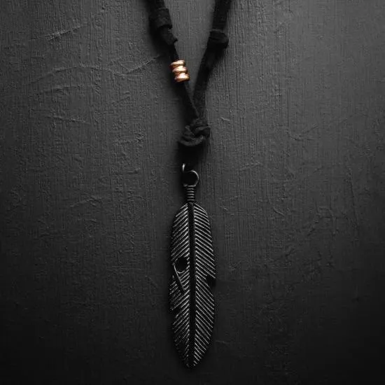 Adjustable Black Feather Necklace - RG&B
