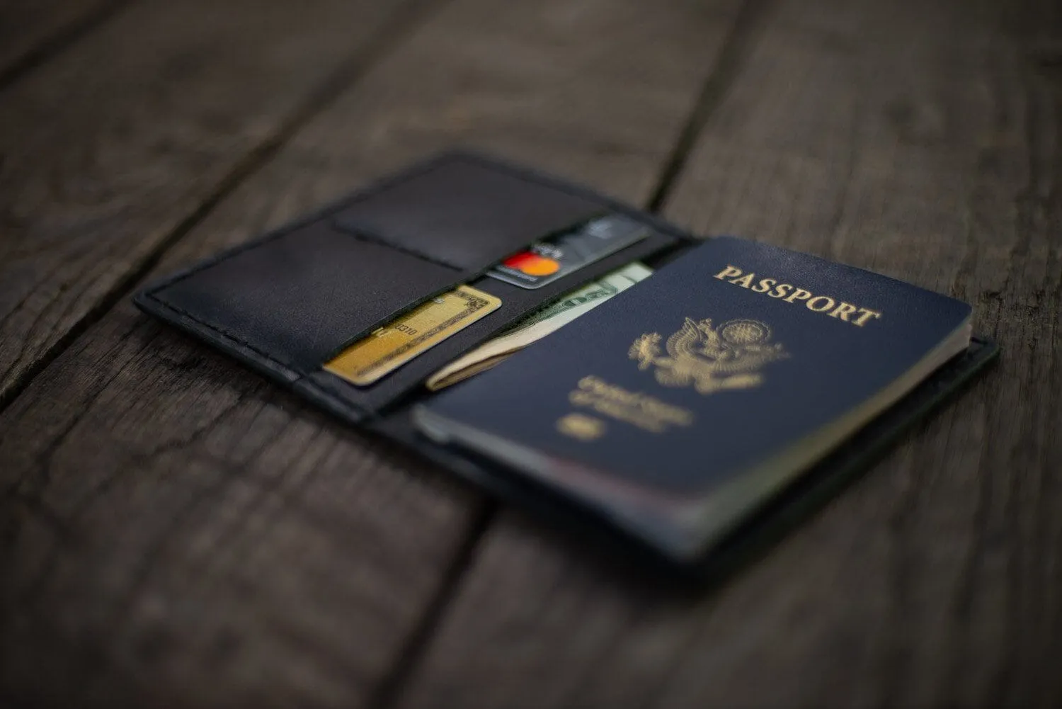 ADVENTURE LEATHER TRAVEL PASSPORT WALLET - IN STOCK