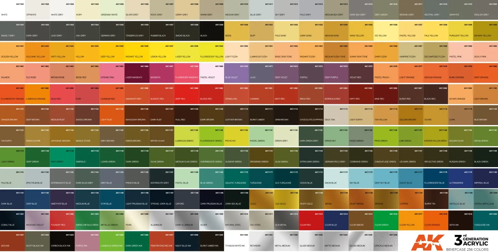 AK Interactive 3G Acrylics Briefcase - 236 Colors Full Range