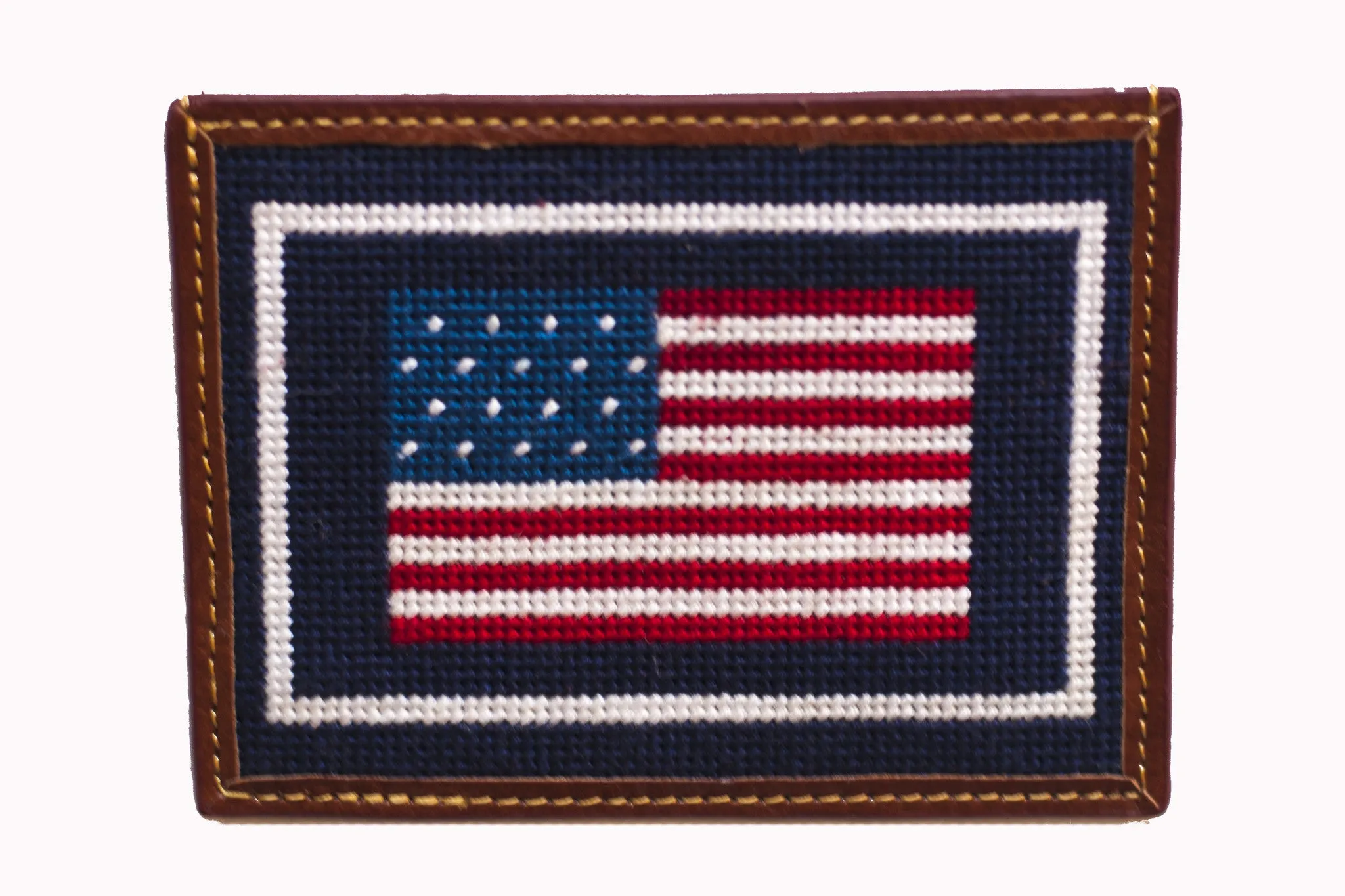 AMERICAN FLAG NEEDLEPOINT CARD WALLET