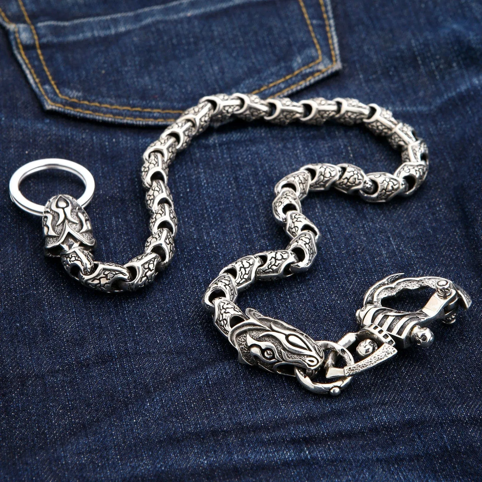 Anaconda Snake Sterling Silver Wallet Chain