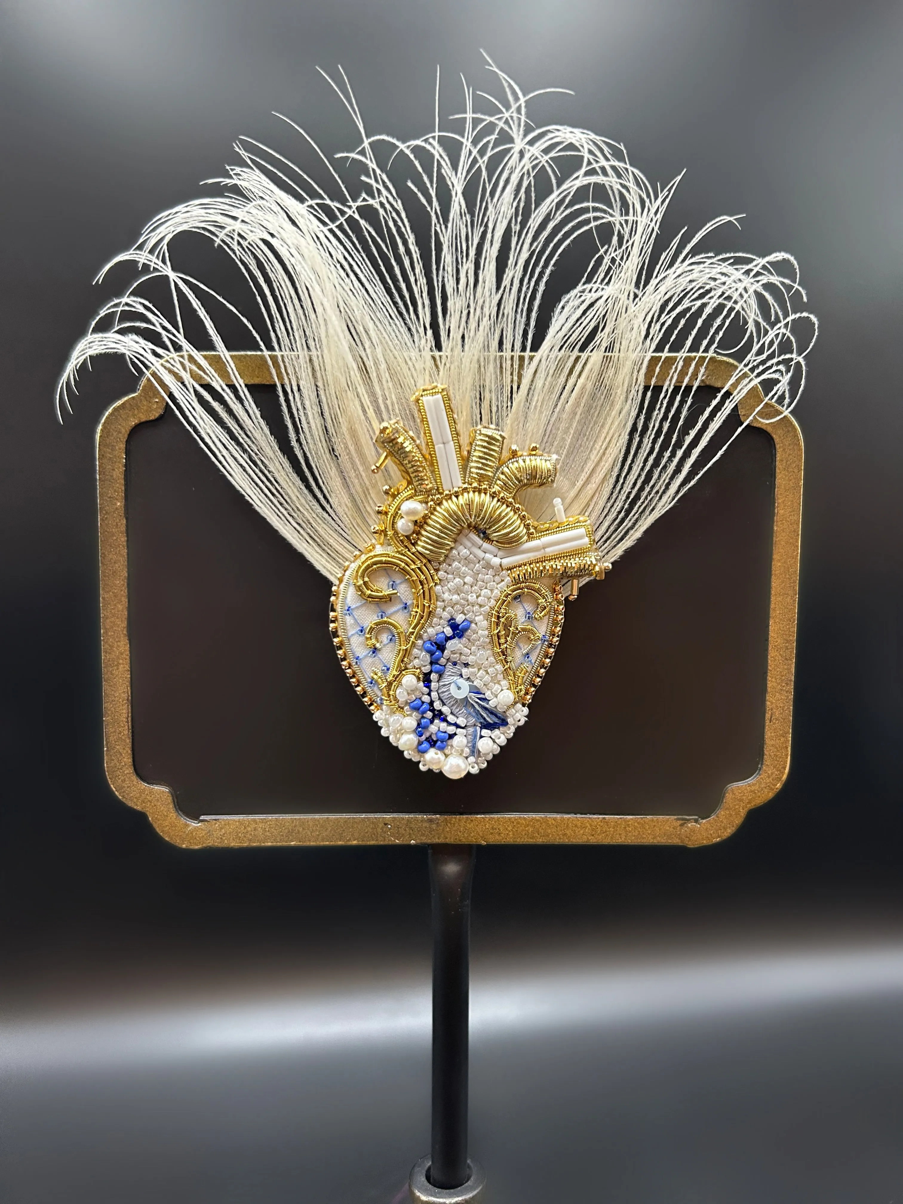 Anatomical Feather Heart Brooch