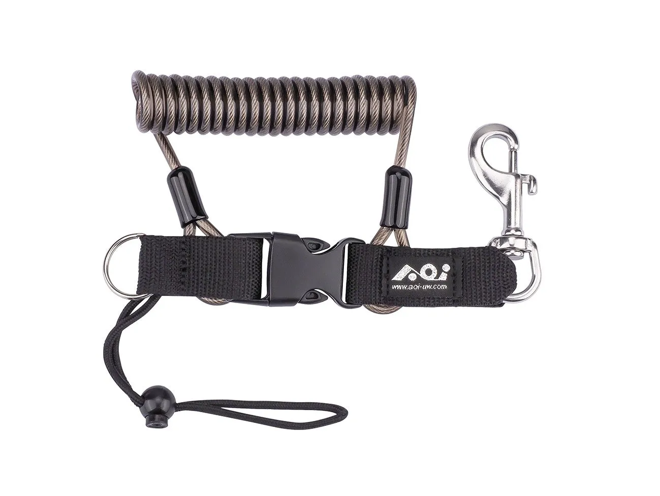 AOI Spring Coiled Lanyard with Quick Release Buckle and Swivel Eye Bolt Snap
