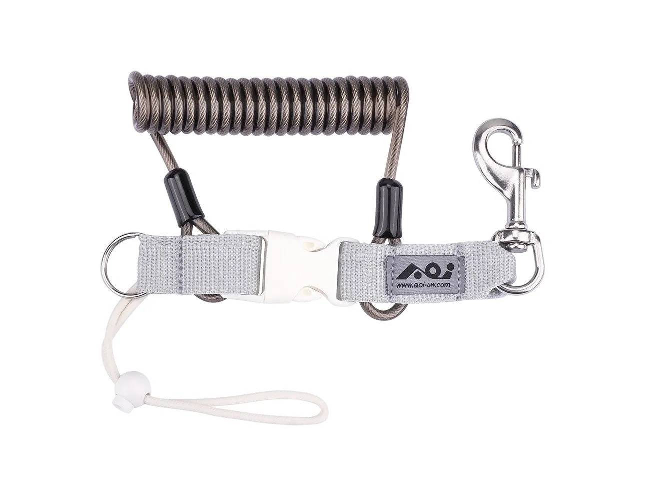 AOI Spring Coiled Lanyard with Quick Release Buckle and Swivel Eye Bolt Snap