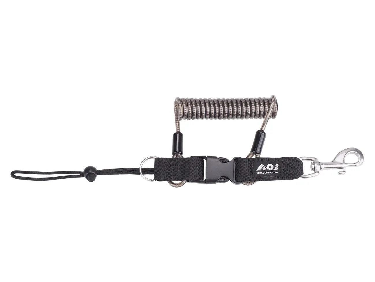 AOI Spring Coiled Lanyard with Quick Release Buckle and Swivel Eye Bolt Snap