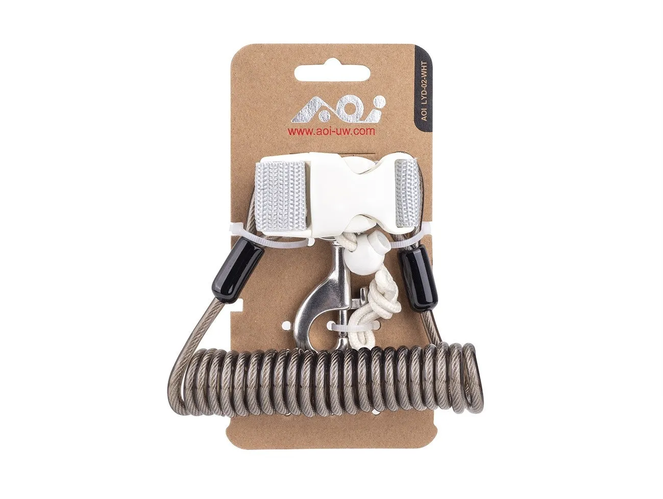 AOI Spring Coiled Lanyard with Quick Release Buckle and Swivel Eye Bolt Snap
