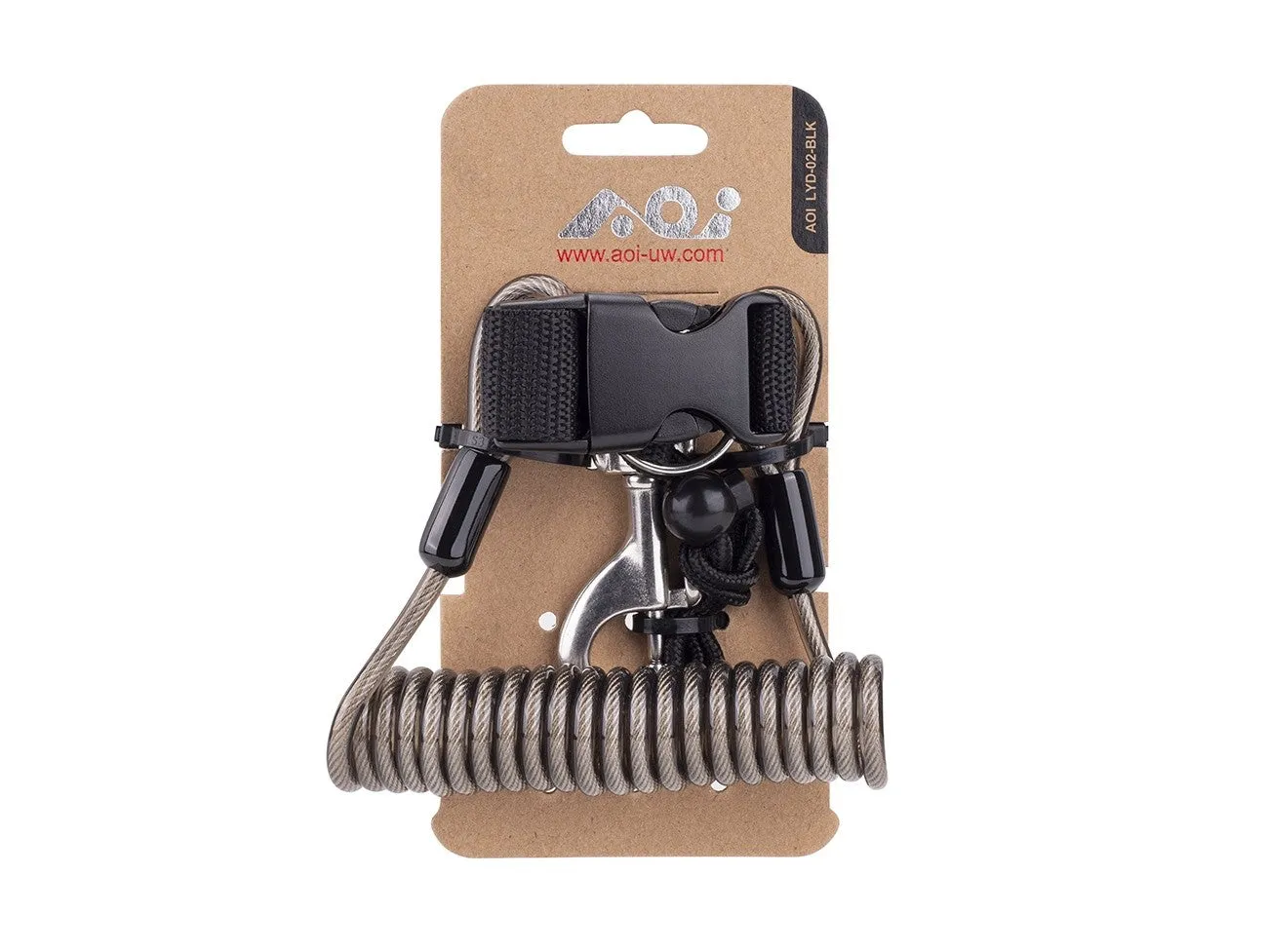 AOI Spring Coiled Lanyard with Quick Release Buckle and Swivel Eye Bolt Snap