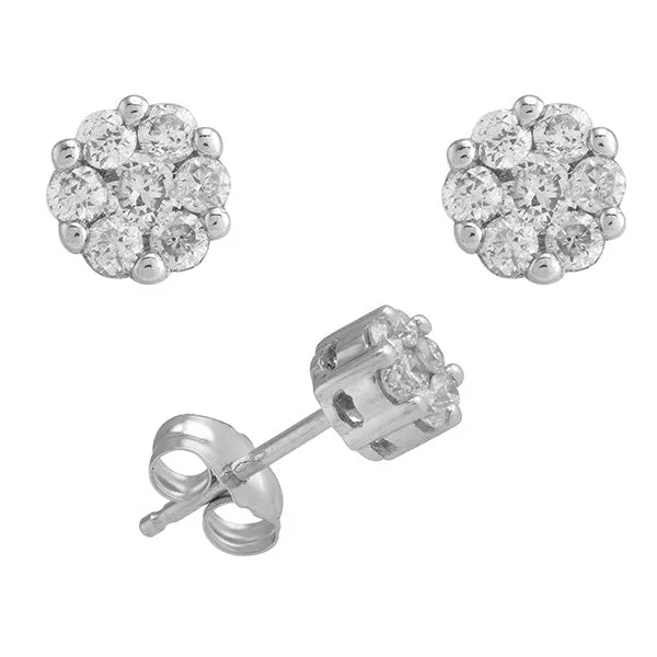 Arete de Oro Blanco 10k con Diamantes