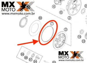Arruela Grande da Embreagem Original KTM 2T 250/300 e 4T 250/350/450/500 2012 a 2024 - Husqvarna 2T/4T 2014 a 2024 - Gas Gas 2T/4T 21 a 24 - 78132013000