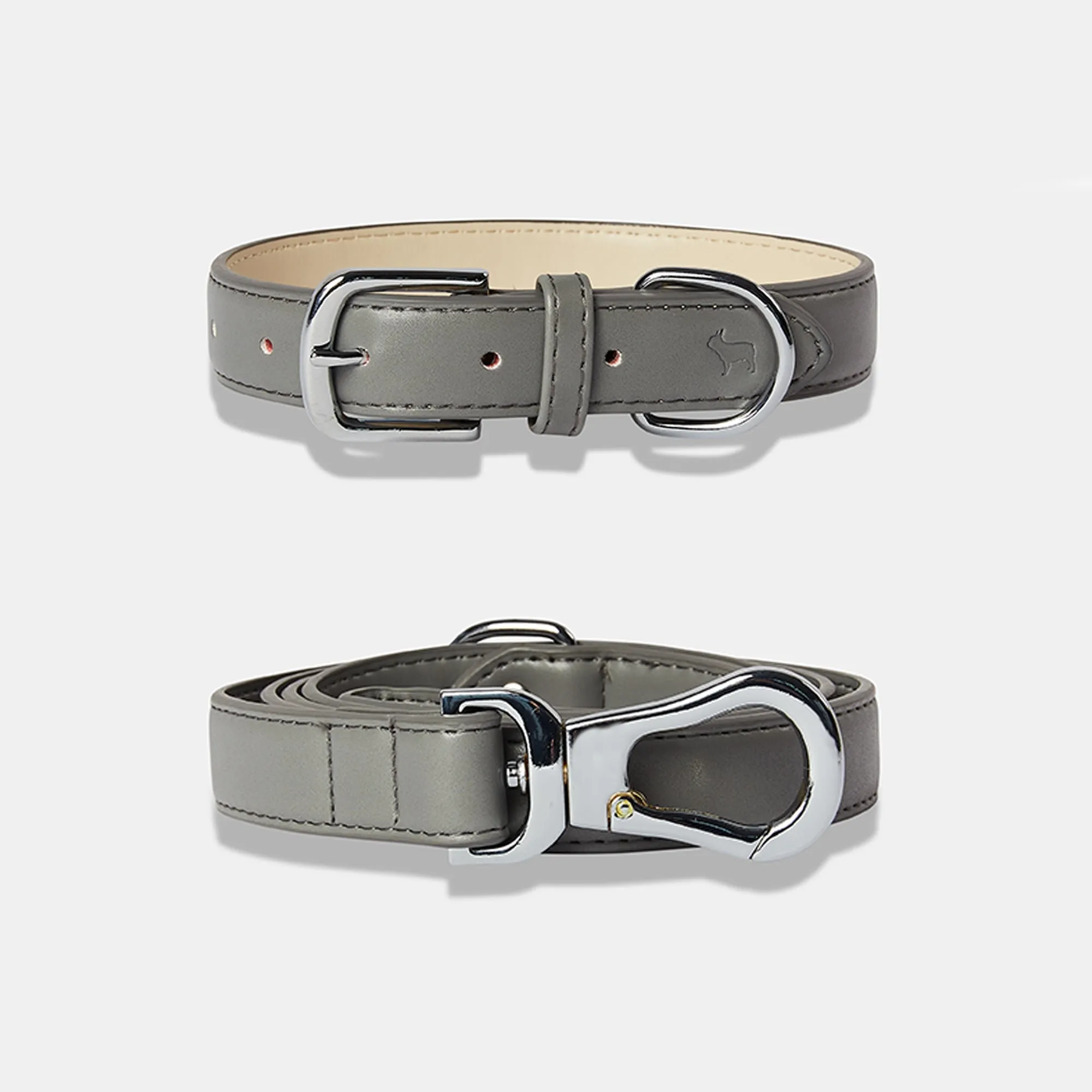 Ash Grey Dog Collar & Lead Set