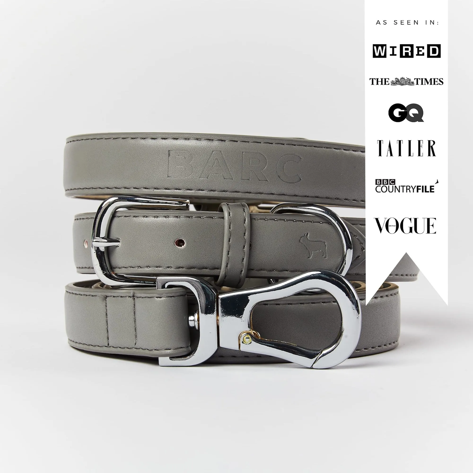 Ash Grey Dog Collar & Lead Set