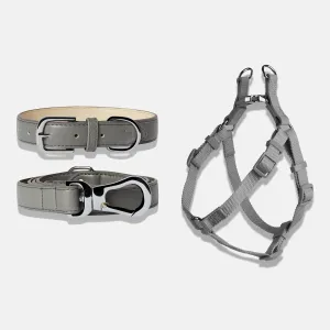 Ash Grey Dog Collar, Harness & Lead Set