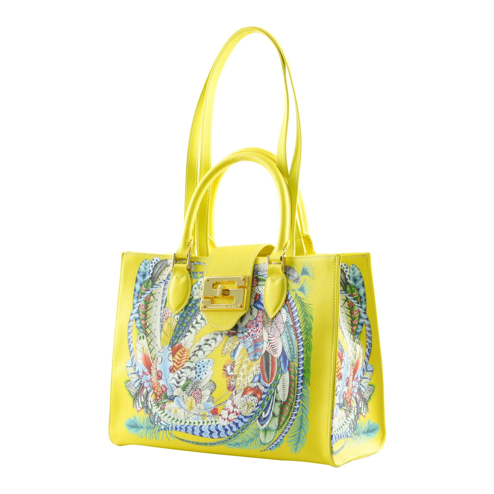 Audrey Tote_Medium_Feather Fancy_Yellow