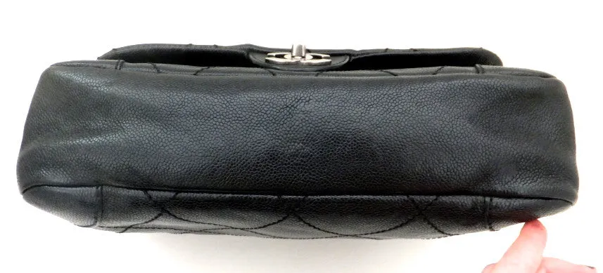 Authentic Chanel Black Caviar Distressed Jumbo   Wallet