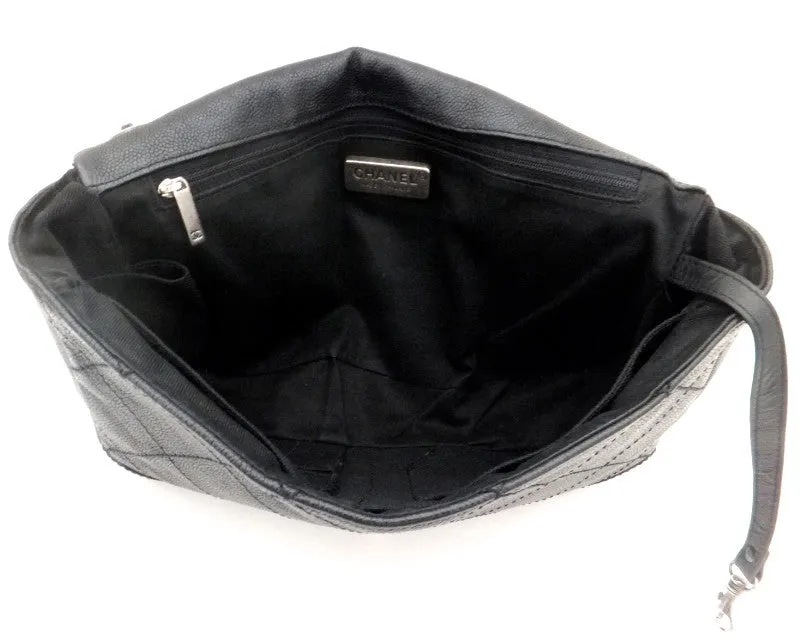 Authentic Chanel Black Caviar Distressed Jumbo   Wallet