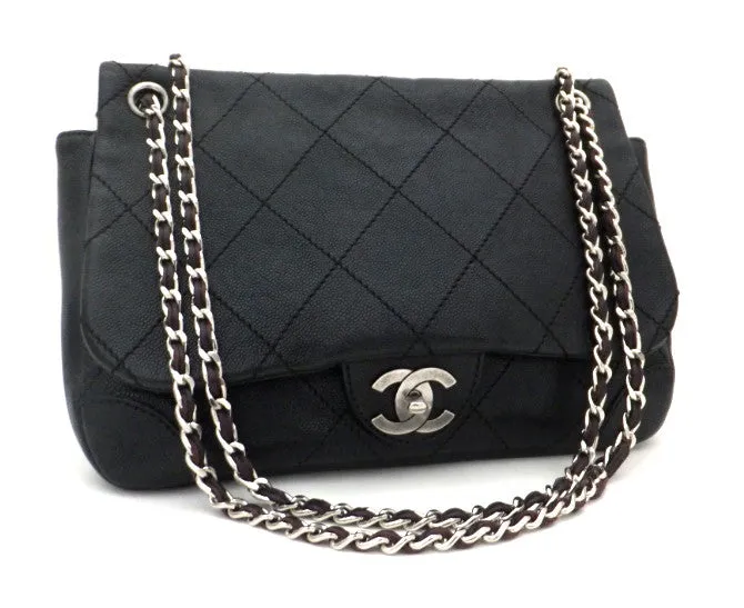Authentic Chanel Black Caviar Distressed Jumbo   Wallet