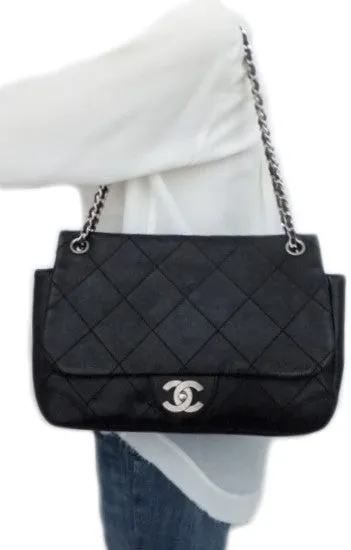Authentic Chanel Black Caviar Distressed Jumbo   Wallet