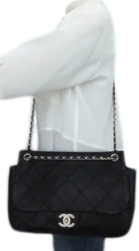 Authentic Chanel Black Caviar Distressed Jumbo   Wallet