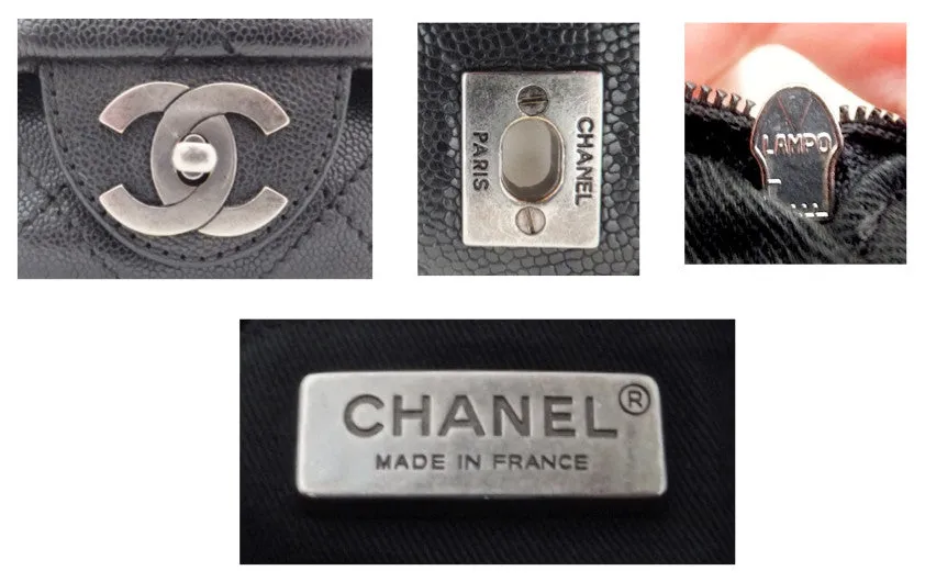 Authentic Chanel Black Caviar Distressed Jumbo   Wallet