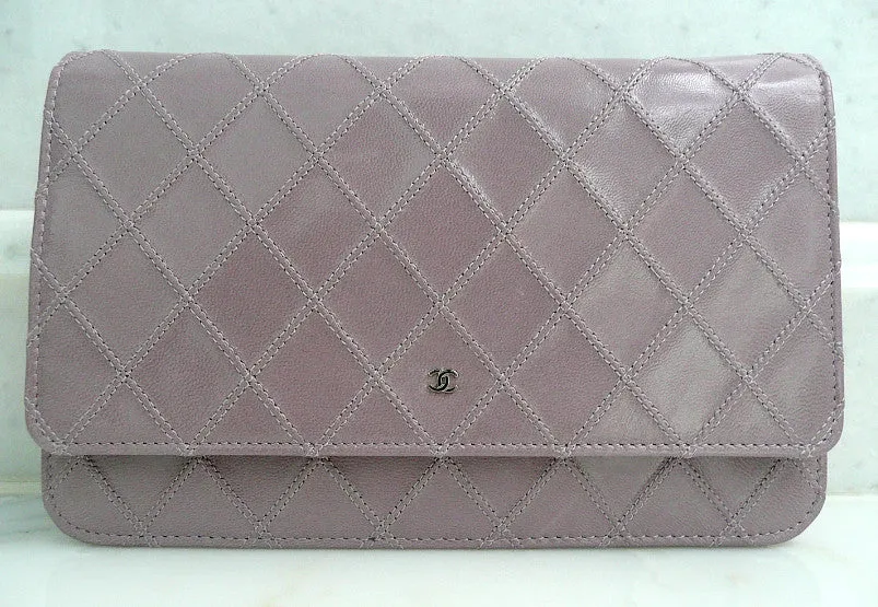 Authentic Chanel Lilac Quilted Wallet On Chain (WOC) Handbag