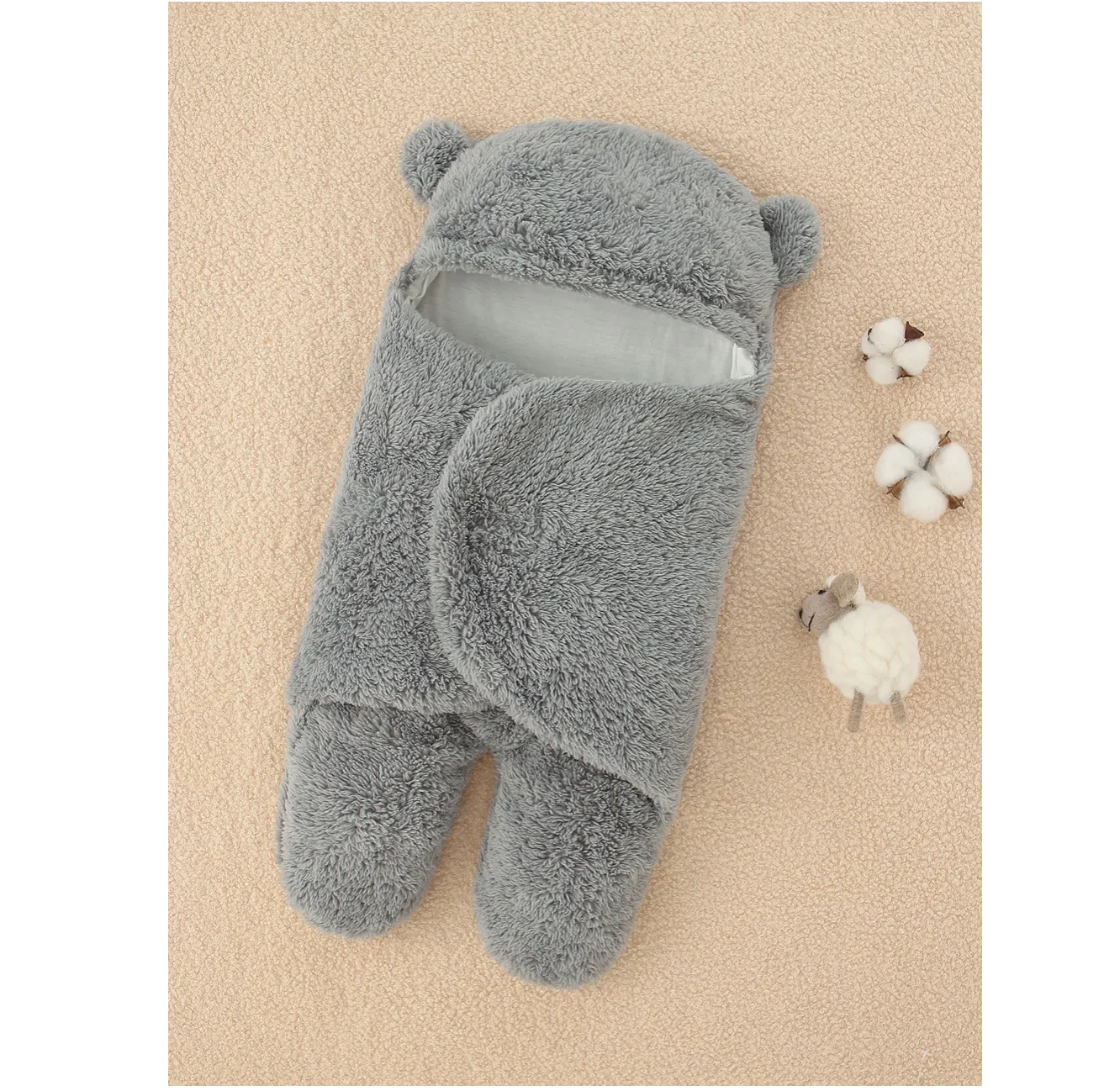 baby sleeping bag Hooded Flannel Swaddling Blanket