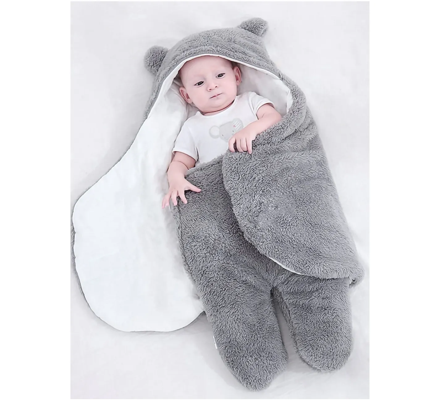 baby sleeping bag Hooded Flannel Swaddling Blanket