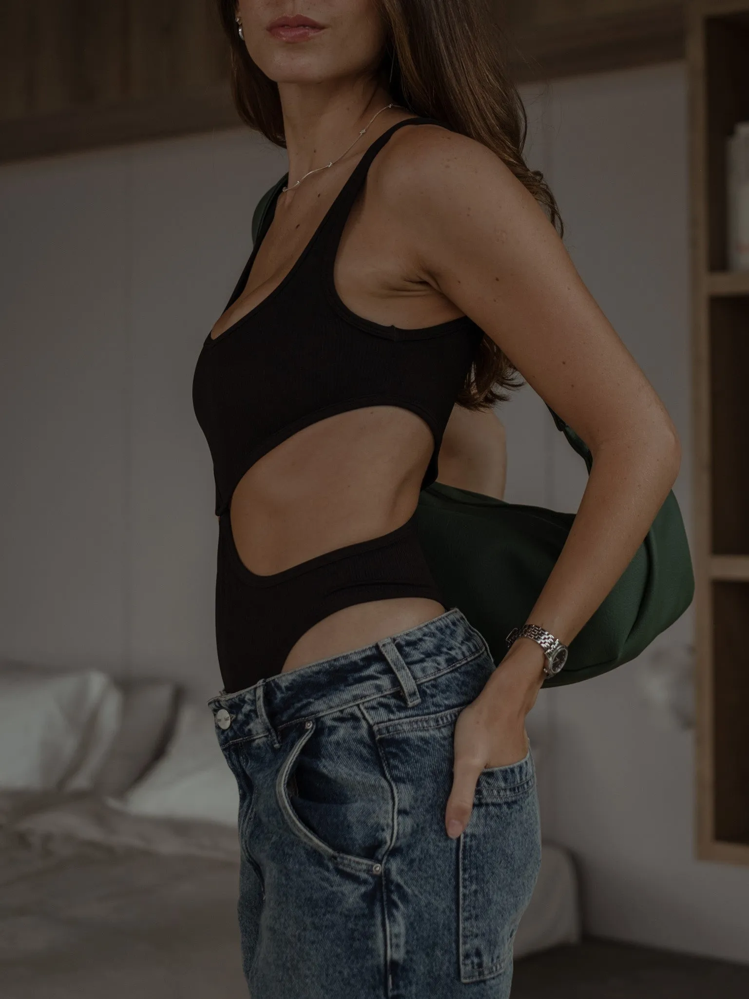 BEAN CROSS BAG  - FOREST GREEN