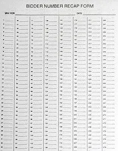 Bidder No. Recap Forms (50/Pad)