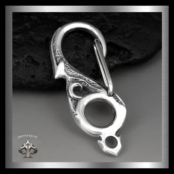 Biker Maori Fish Hook Sterling Silver Belt Clip Wallet Chain Part