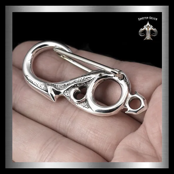 Biker Maori Fish Hook Sterling Silver Belt Clip Wallet Chain Part