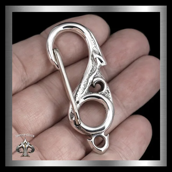 Biker Maori Fish Hook Sterling Silver Belt Clip Wallet Chain Part
