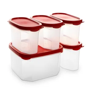 BINO 24-Piece Meal Prep Plastic Food Storage Container Set with Lids (OLD-RED)