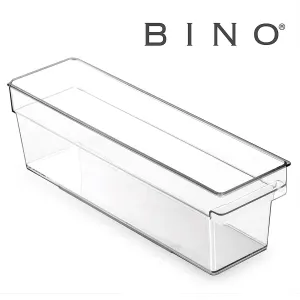 BINO Refrigerator, Freezer and Pantry Cabinet Storage Drawer Organizer Bin, Clear and Transparent Plastic Nesting Container for Home and Kitchen with Built-In Pull Out Handle, X-Large
