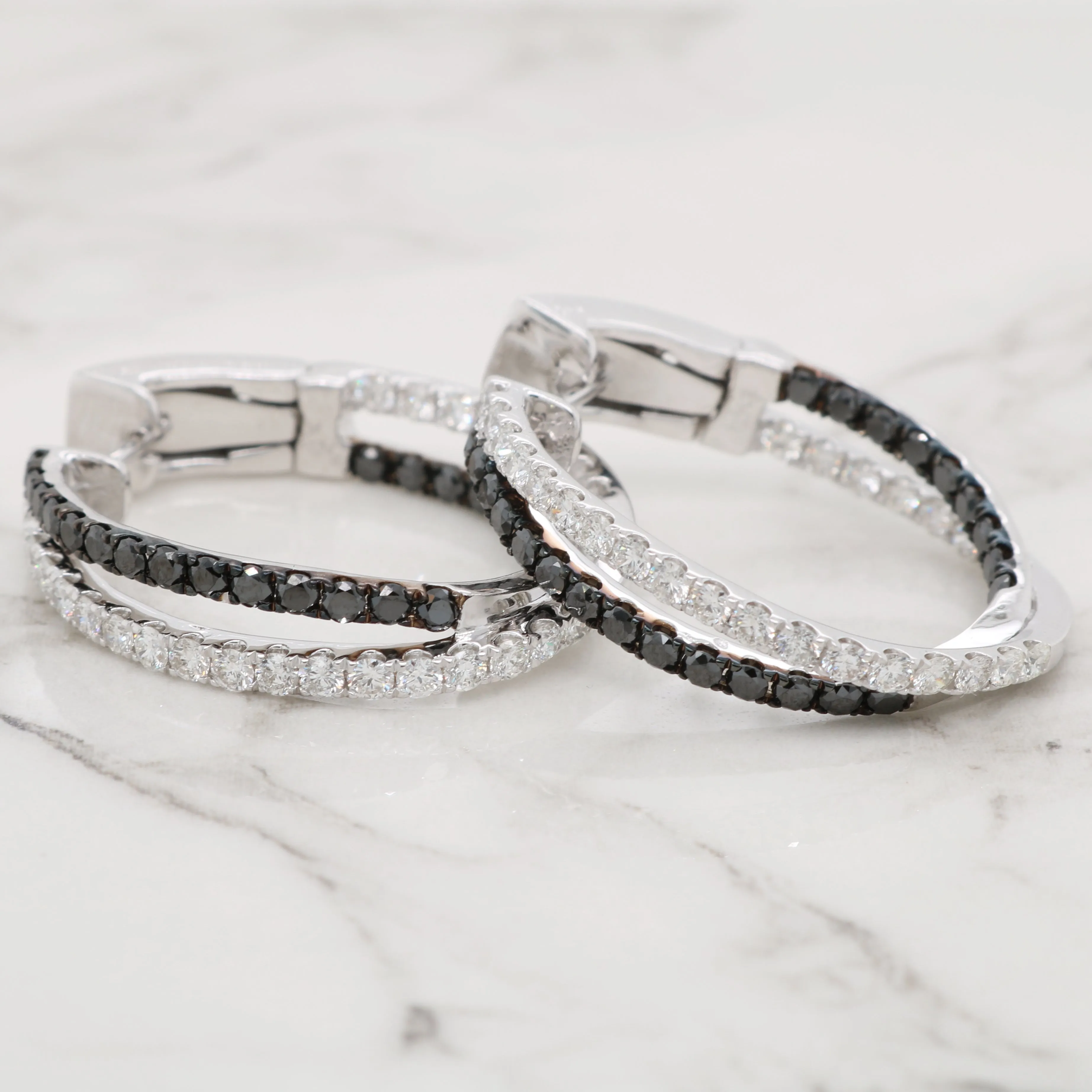 Black and White Diamond Hoops