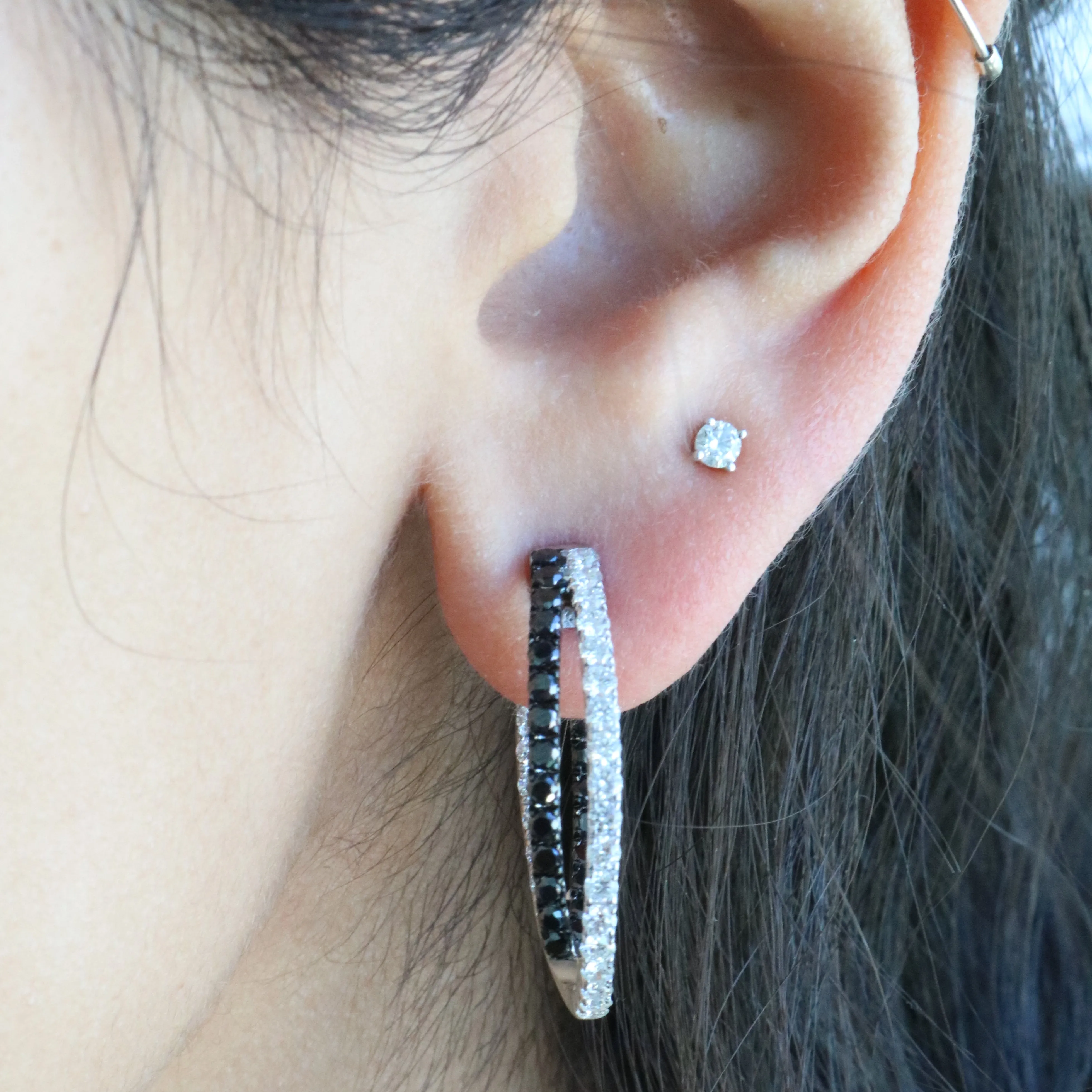 Black and White Diamond Hoops