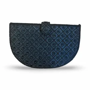 Black Beaded Semi-Lune Clutch