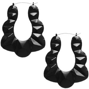 Black Large Bamboo Doorknocker Earrings