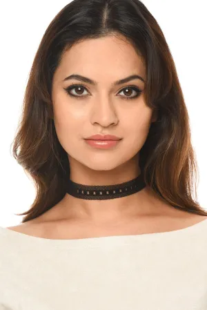Black Mesh Detail Choker Necklace