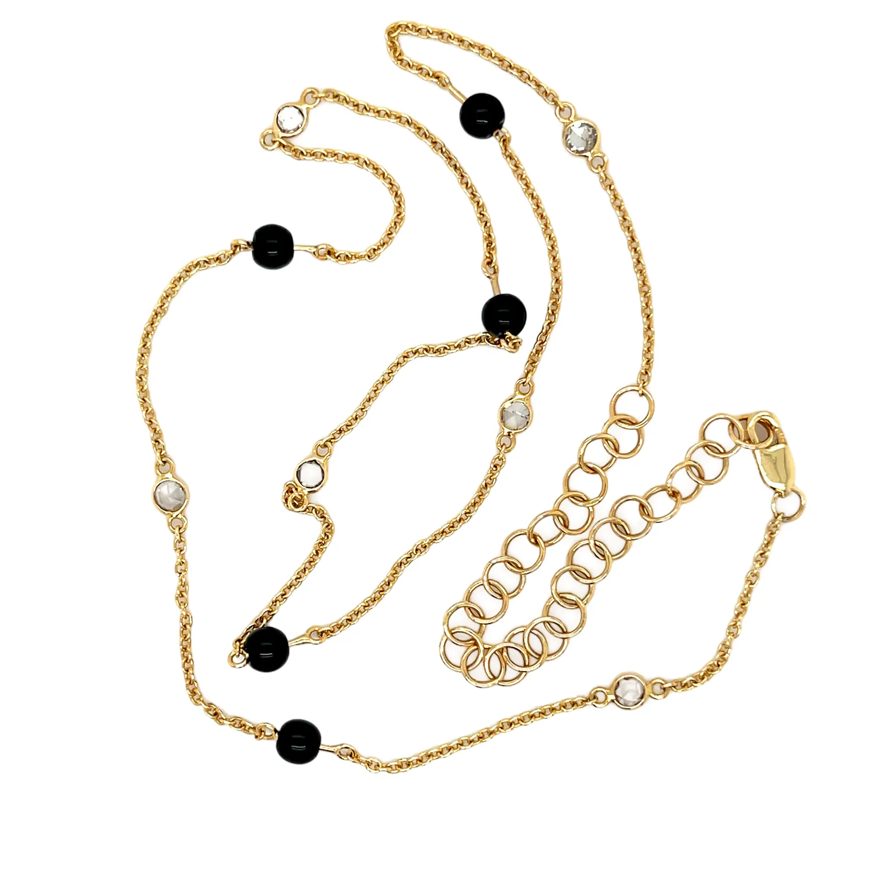 Black Onyx and Diamond Station Chain