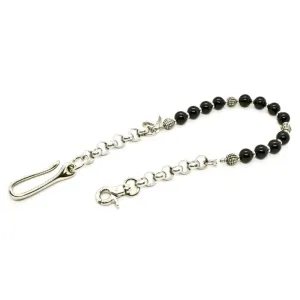 Black Pearl Wallet Chain - Shiny Black Onyx