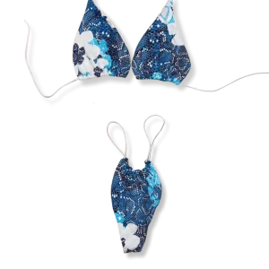 Blue Daisy String Bikini