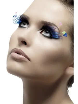Blue Eyelashes with Feather Plumes